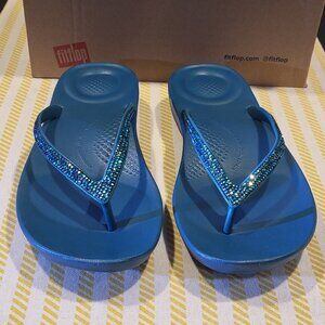 Fitflops Sea Blue Sparkle flip flops Size 5